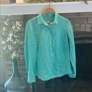 J.Crew - Mint green Poka Dot Button up